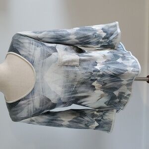 Joanne Beck 3/4 sleeve womens top size S blue & off white new with tags